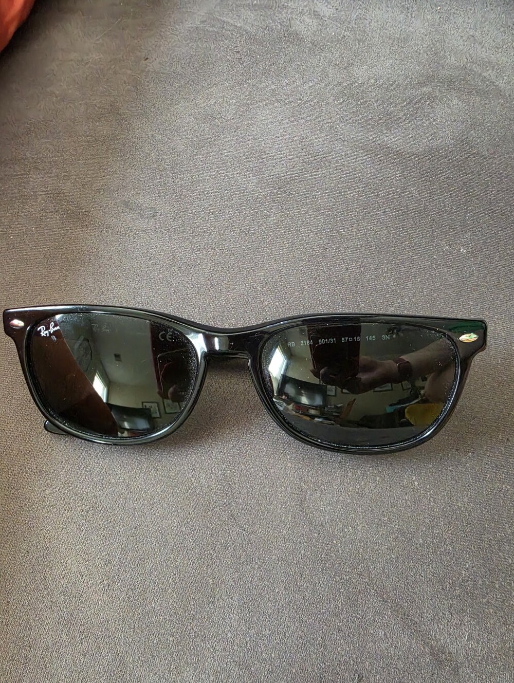 Ray-Ban RB2184 901/31 Unisex Black G-15 Green Crystal Glass Sunglasses 57mm